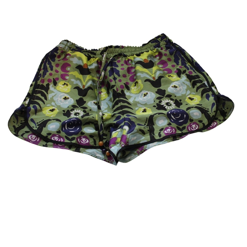Zara Womens Floral Print Satin Shorts Green Purple Women size S  RN77302 NWT - Picture 2 of 10